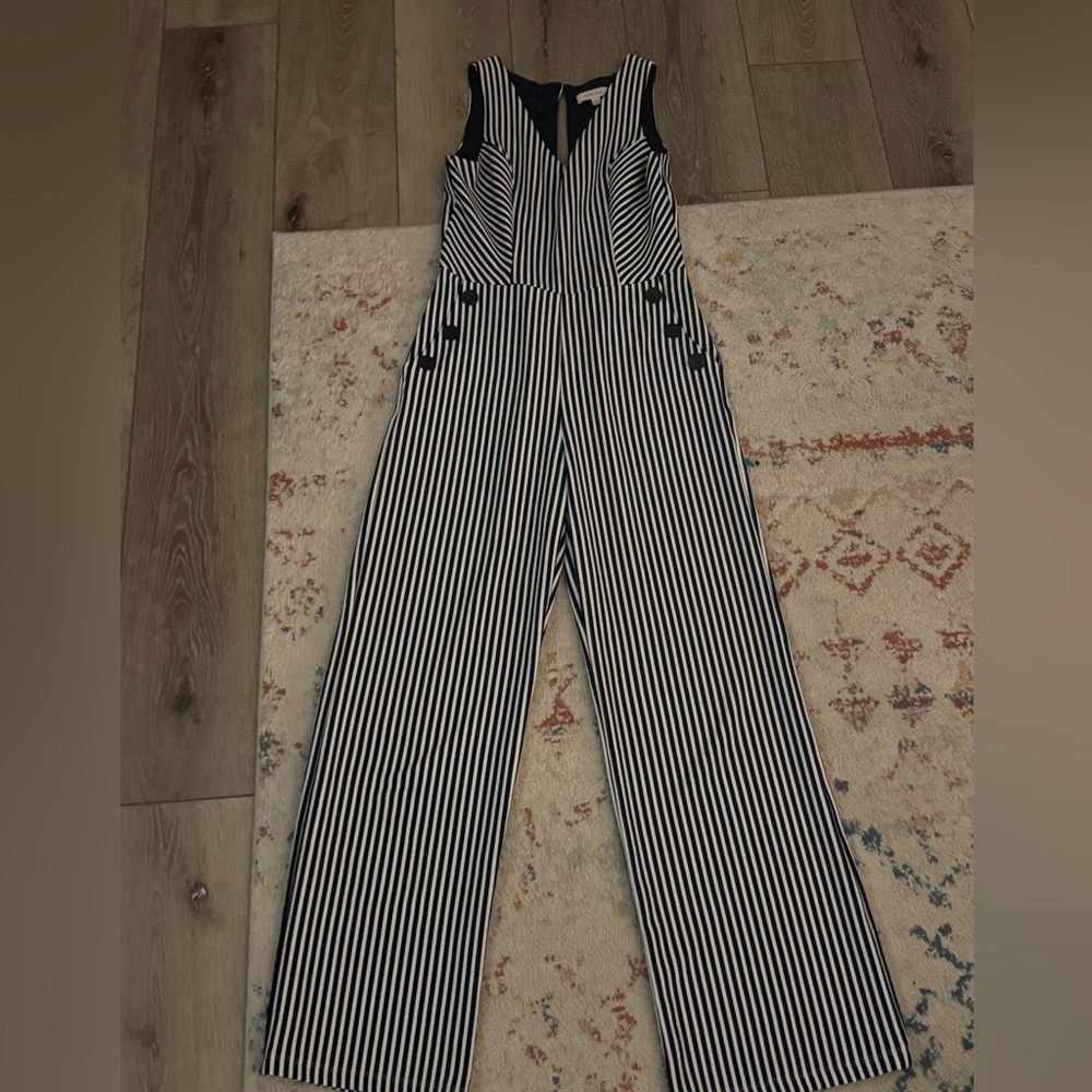 Striped Navy Blue and White Jumpsuit